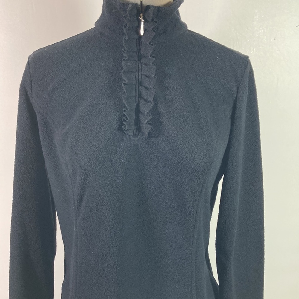 Coldwater Sweater Quarter-zip Ruffle Soft Long Sleeve Size S Navy